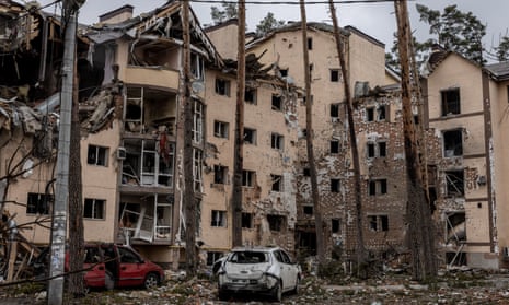 Destroyed buildings in Irpin, Ukraine.