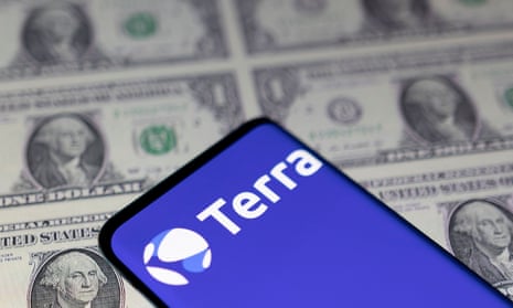 Terra cryptocurrency and US dollar bills
