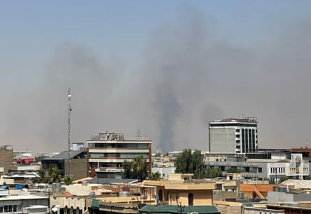 Black smoke rises in the northern Iraqi city of Irbil