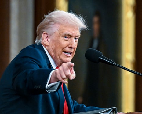 US President Donald J. Trump delivers the first State of the Union address of his second term to a joint session of Congress in the House Chamber of the US Capitol in Washington DC.