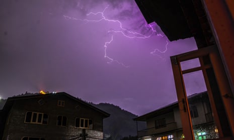 Lightning over Srinagar, India.