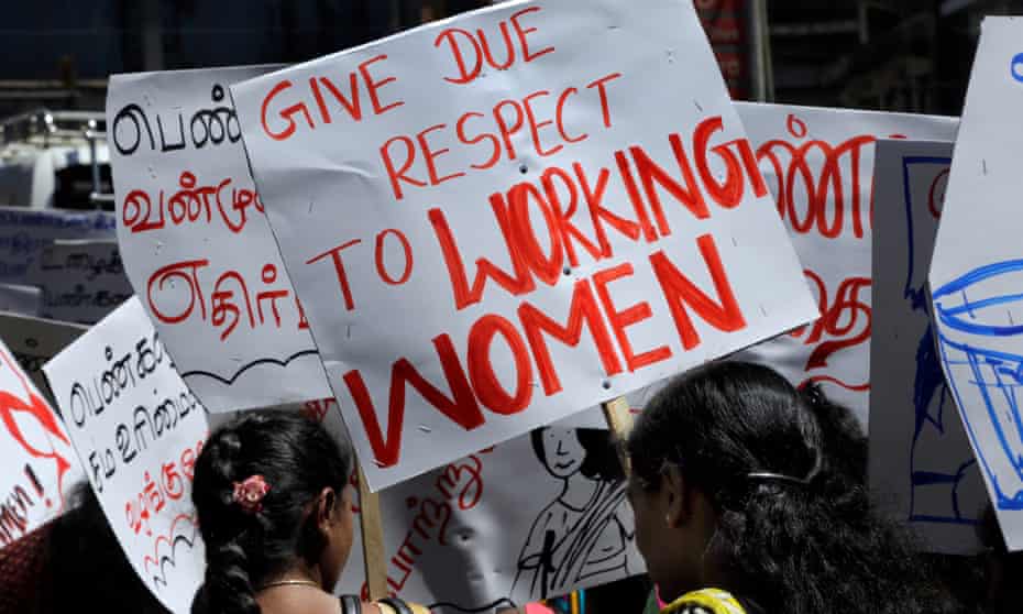 Female workers stage a labour rights protest in Hatton, a town in Sri Lanka’s Central province