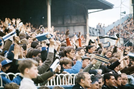 Spurs fans cheer at White Hart Lane during their 5-1 demolition of Manchester United in October 1965.