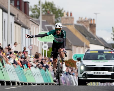 Tim Wellens approaches the finish line in the Tour of Britain’s final stage at Earlston