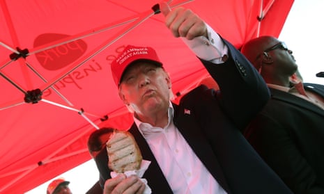 Donald Trump at the Iowa State Fair in 2015, before he reportedly put on 100lb (seven stone) after winning office.