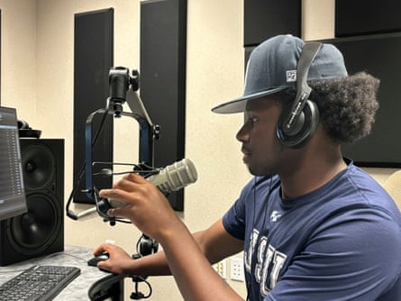 A man holding a microphone