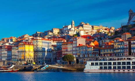 Porto old town seen from the river Douro.