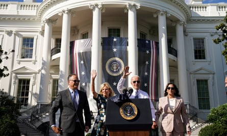 Democrats controlled Congress for two years. What did they achieve? President Joe Biden and first lady Jill Biden are flanked by U.S. Vice President Kamala Harris and her husband Doug Emhoff following an event to celebrate the enactment of the “Inflation Reduction Act of 2022,” which Biden signed into law in August, on the South Lawn at the White House in Washington.