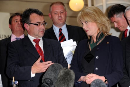 Joanna Lumley looks sternly at Phil Woolas