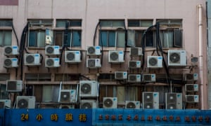 Air conditioning units attached to a building in Hong Kong