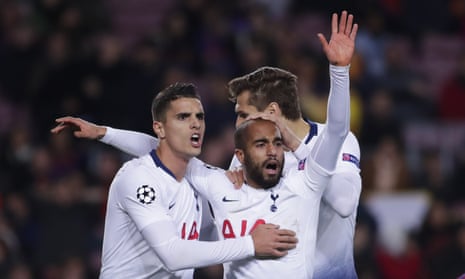 Lucas Moura, centre, whose goal carried Spurs into the knockout phase of the Champions League, needed time to settle after being signed last January.