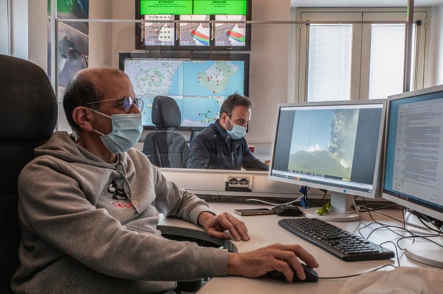 The operations room at the the National Institute of Geophysics and Volcanology of Catania.