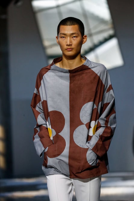 A Prada model on the runway