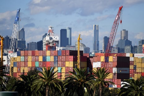 Containers stacked up in Melbourne
