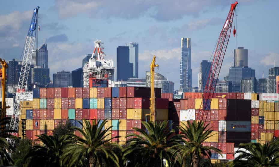 Cranes, shipping containers and Melbourne’s skyline