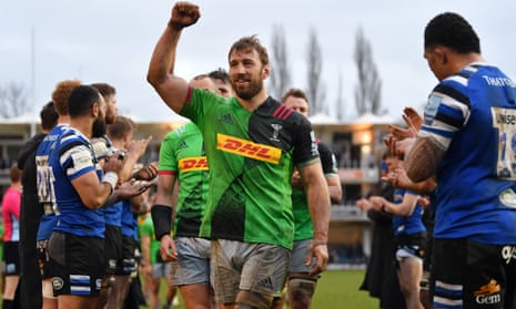 Chris Robshaw leads Harlequins off the field after their win at Bath.