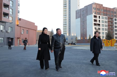 Kim Jong-un walks with his daughter, Kim Ju-ae