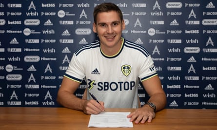 The defender Max Wöber signs for Leeds from RB Salzburg.