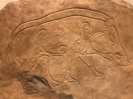 Boar carving from Dores in the National Museum of Scotland.