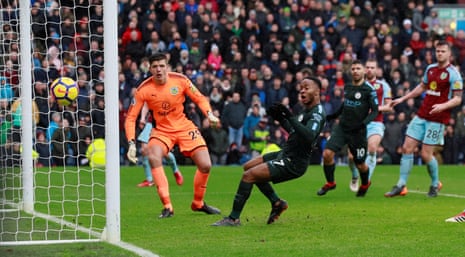 Raheem Sterling inexplicably puts the ball wide from very close range.