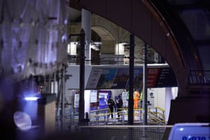 Police in Manchester Victoria railway station adjoining Manchester Arena