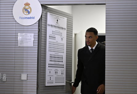 Trent Alexander-Arnold arrives for his press conference