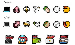 Alongside 157 new emoji, some of Microsoft’s old favourites have been updated, including ninja cat.