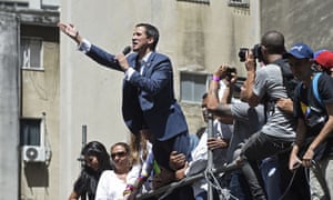 Juan Guaidó speaks during a rally in eastern Caracas on 12 February.