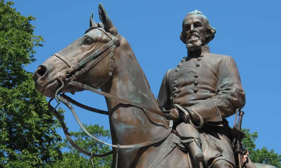 The statue of Confederate Gen Nathan Bedford Forrest at a park in Memphis, Tennessee on 18 August 2017.