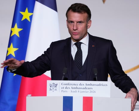 French president Emmanuel Macron delivers a speech to French ambassadors at the Élysée Palace in Paris.