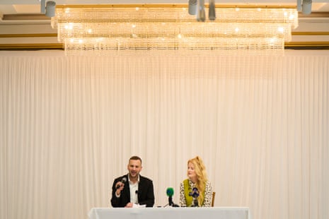 Zack Polanski and Hannah Spencer at their press conference.