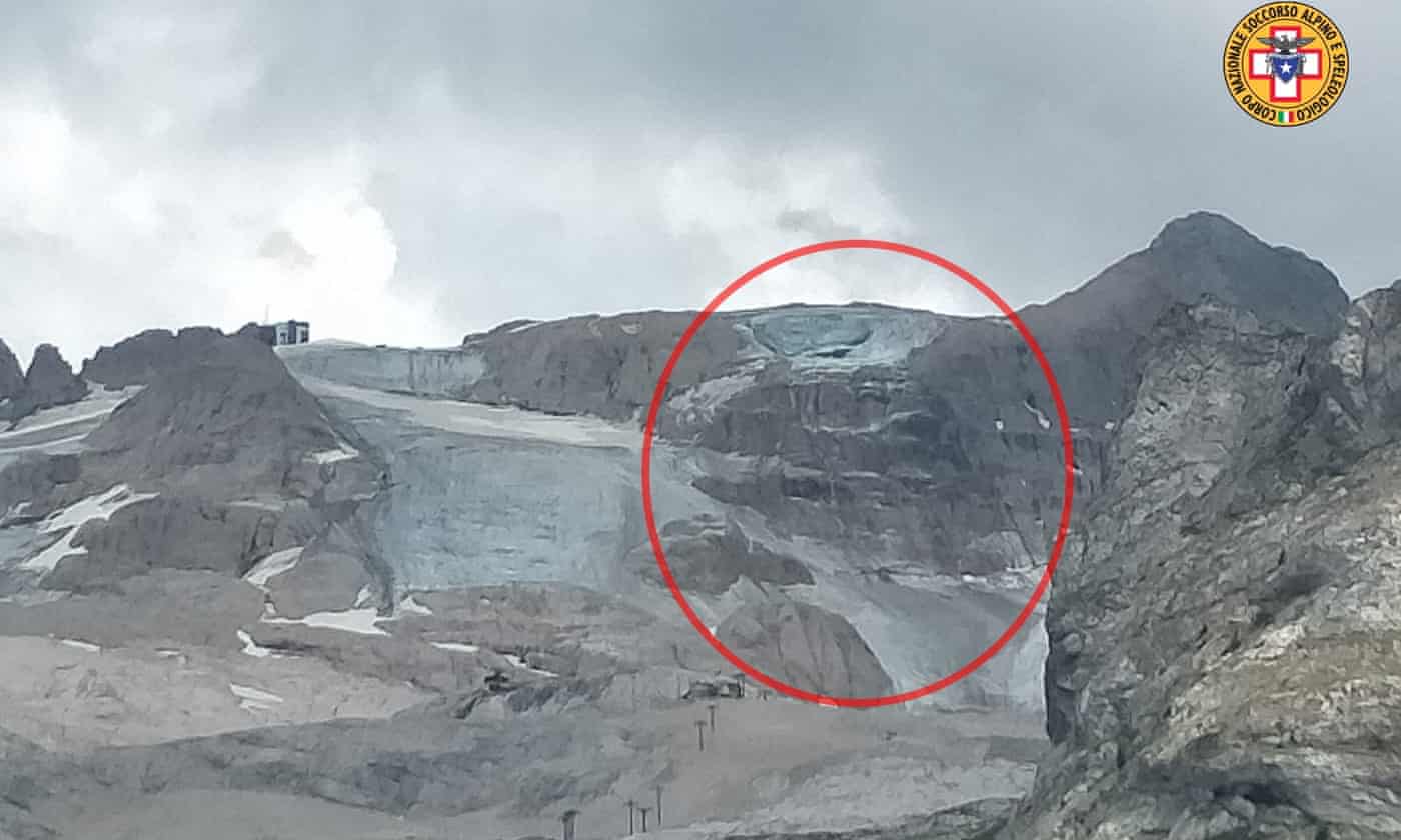 Glacier breaks loose in Italian Alps