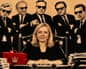 The cover of Liz Truss's new book features her front and centre with former politicians behind her in black suits and dark sunglasses.