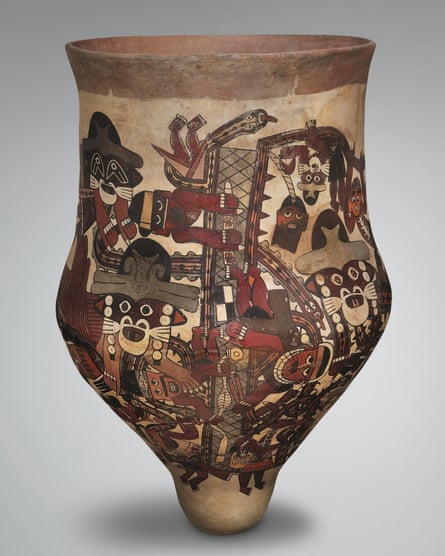 Predatory gods and magi music … ceremonial drum depicting a mythical scene.