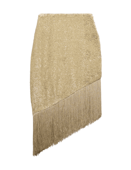 Gold sequin fringe skirt