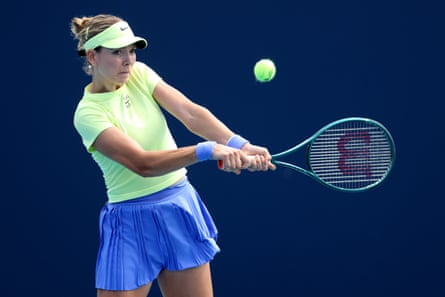 Katie Boulter in action against Clara Tauson in Miami.