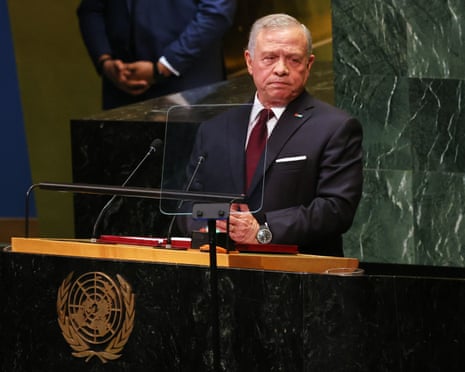 Jordan's King Abdullah II addresses the 81st session of the United Nations general assembly.