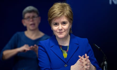 First minister of Scotland Nicola Sturgeon holds a news conference on winter pressures in the NHS, in Edinburgh.