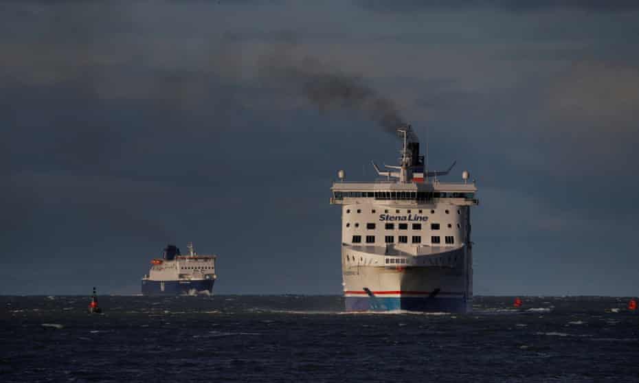 Ferries from Belfast arrive in the Scottish port of Cairnryan near Stranraer