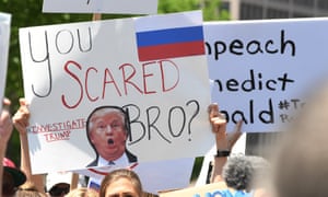 Protesters outside the White House after Donald Trump fired James Comey as FBI director.