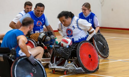 Ryadh Sallem during a wheelchair rugby practice session