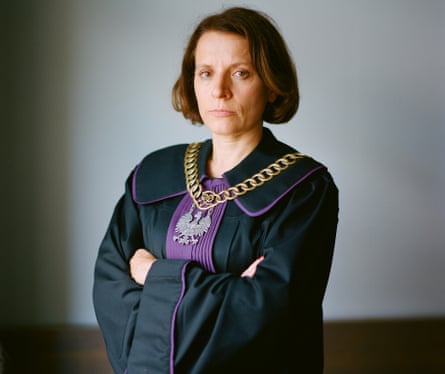 Judge Monika Frąckowiak in her judge's robe.