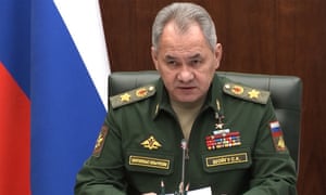 The Russian defence minister Sergei Shoigu attends a meeting on the military-industrial complex and Russian arms production