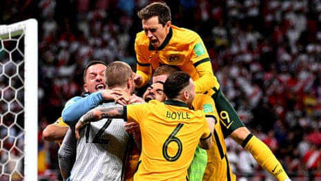 Socceroos win penalty shootout to qualify for World Cup finals – video
