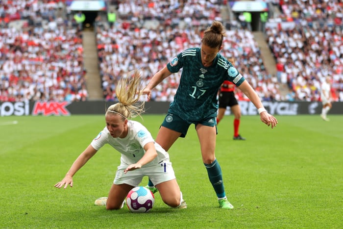 Beth Mead is fouled (again) by Felicitas Rauch.