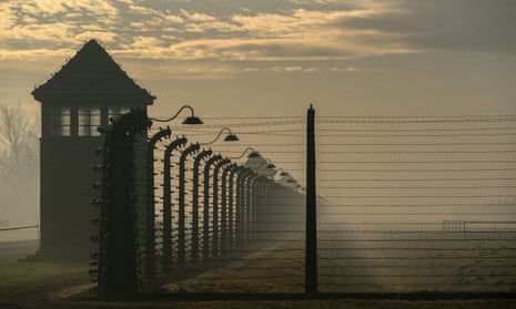 The barbed wire electrified fence that surrounds the Auschwitz II-Birkenau extermination camp, Poland. 