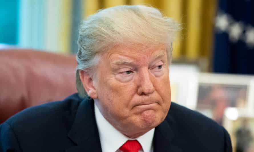Donald Trump at a briefing on Hurricane Dorian in the Oval Office in September 2019.