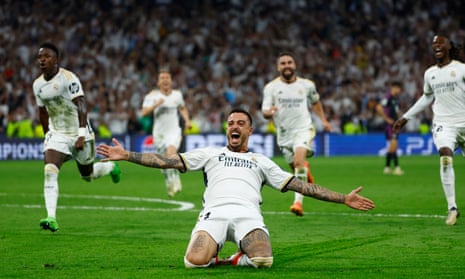 Real Madrid’s Joselu celebrates scoring their second goal against Bayern Munich.
