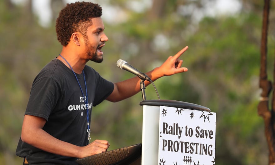 Not be intimidated … Frost speaks at a March for Our Lives rally in March 2021.