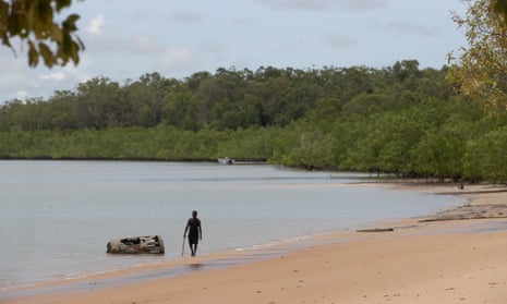The beach at Pirlangimpi on Melville Island, part of the Tiwi Islands. Traditional owners have objected to the plans for Santos to drill for gas in the area. 